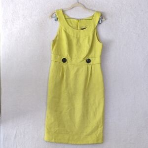 RB Collection New York Womens Yellow Sleeveless‎ Pencil Dress Size 8